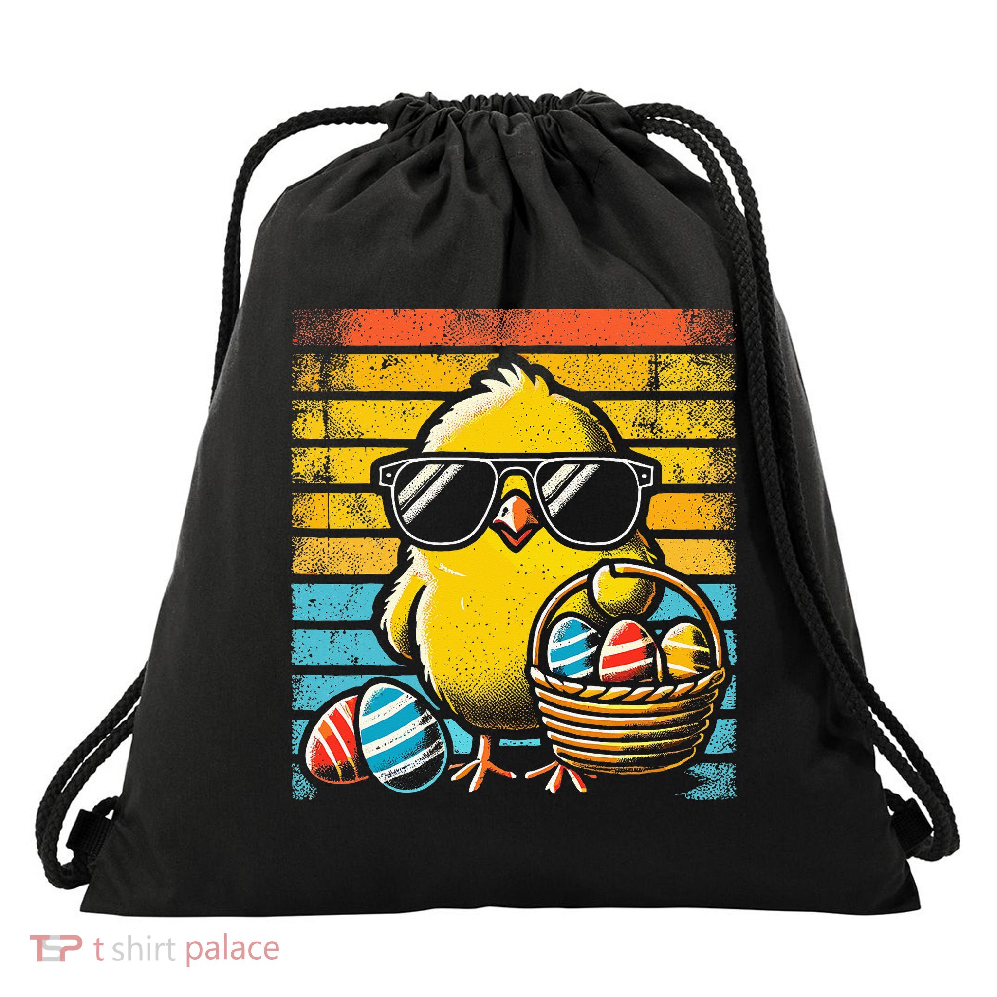 Retro Easter Chick Women Funny Easter Drawstring Bag