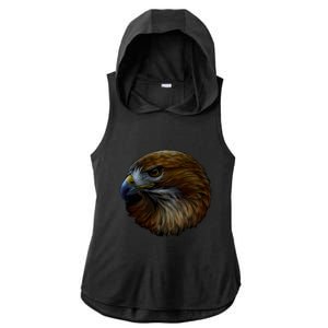 Realistic Eagle Close Up Ladies PosiCharge Tri-Blend Wicking Draft Hoodie Tank