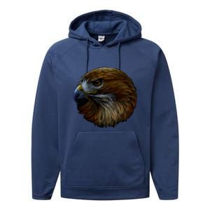 Realistic Eagle Close Up Performance Fleece Hoodie