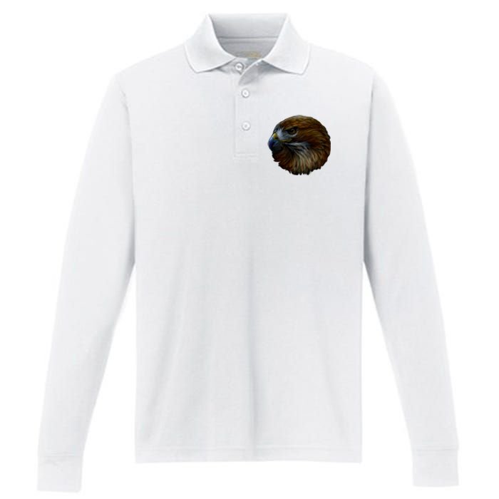 Realistic Eagle Close Up Performance Long Sleeve Polo