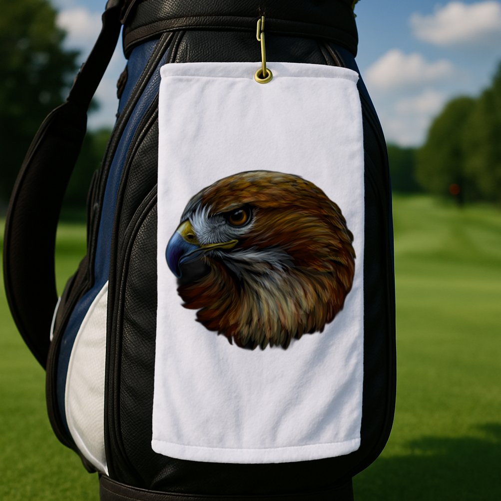 Realistic Eagle Close Up Golf Towel