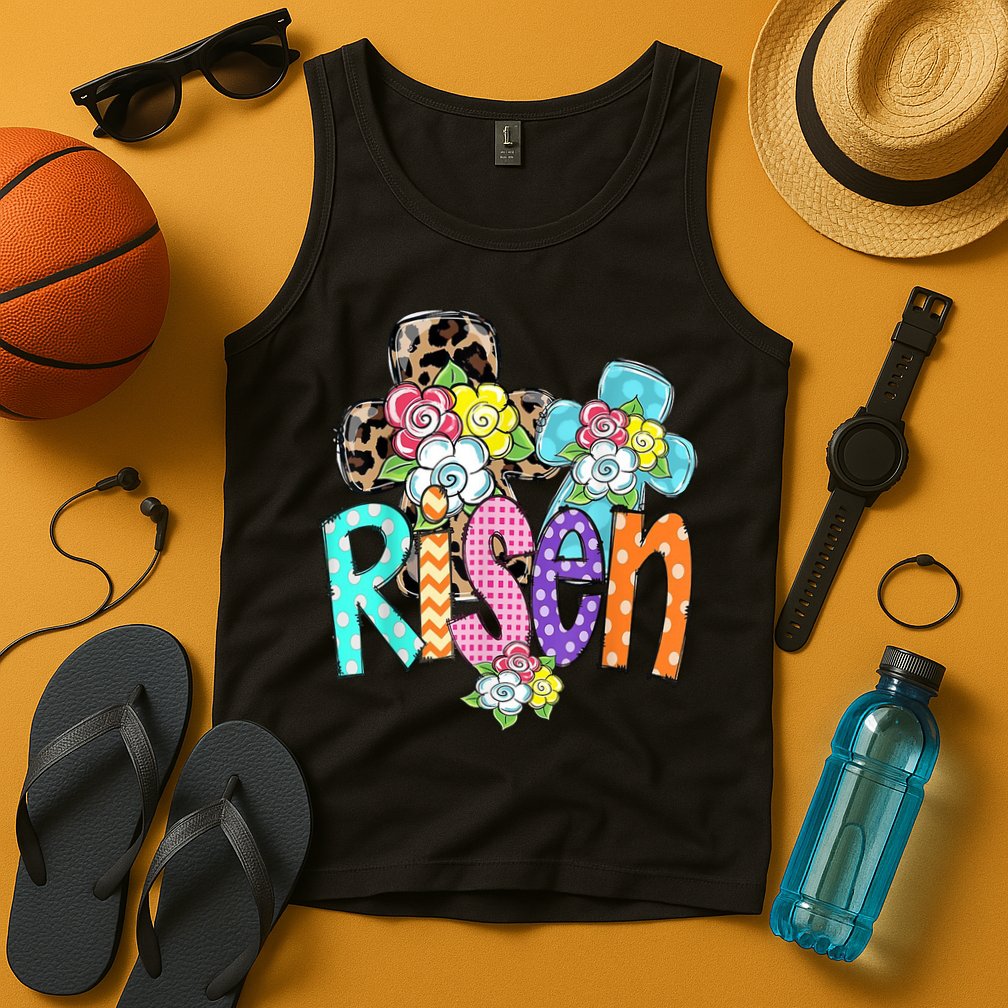 Risen Easter Cross Colorful Tank Top