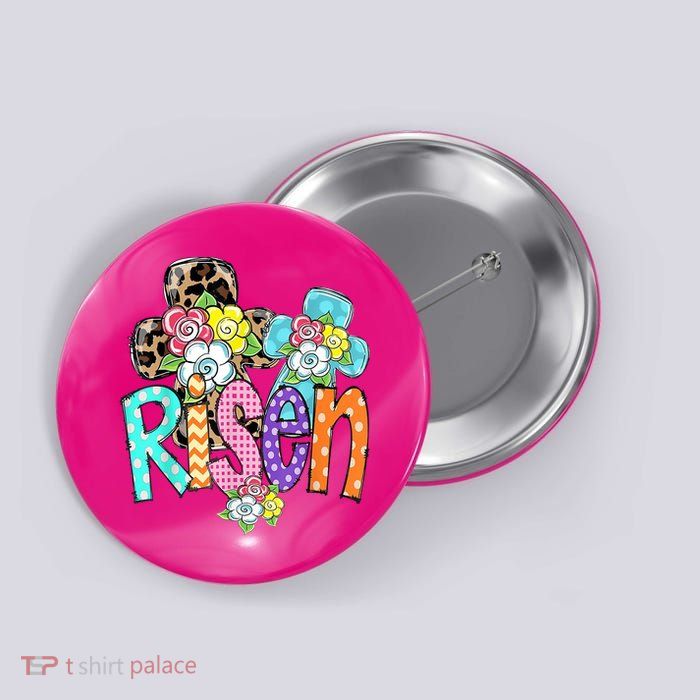 Risen Easter Cross Colorful Button