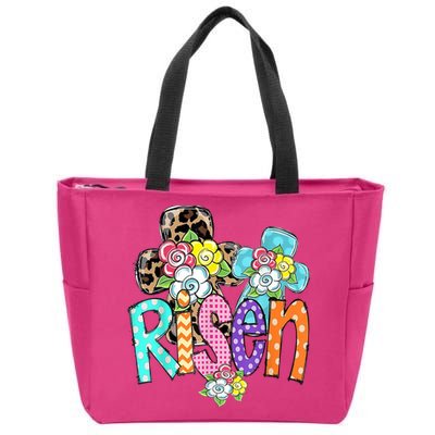 Risen Easter Cross Colorful Zip Tote Bag