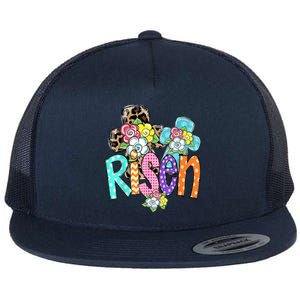 Risen Easter Cross Colorful Flat Bill Trucker Hat