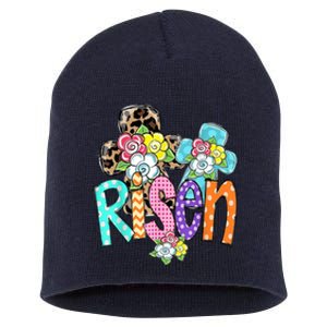 Risen Easter Cross Colorful Short Acrylic Beanie