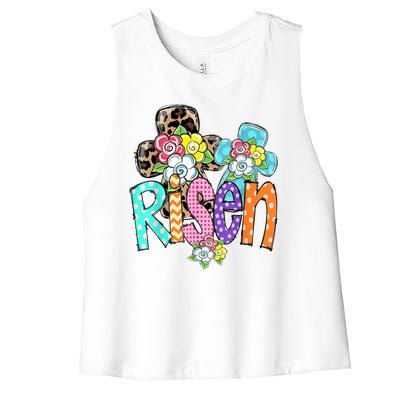 Risen Easter Cross Colorful Women's Racerback Cropped Tank