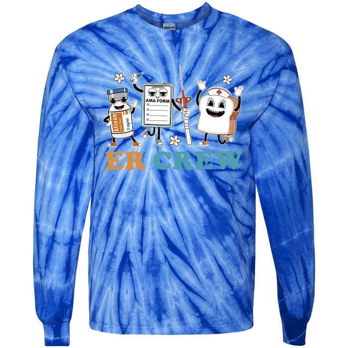 Retro Er Crew Emergency Room Funny Er Ed Nurse Tech Gift Tie-Dye Long Sleeve Shirt