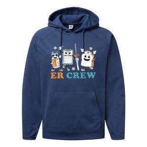 Retro Er Crew Emergency Room Funny Er Ed Nurse Tech Gift Performance Fleece Hoodie