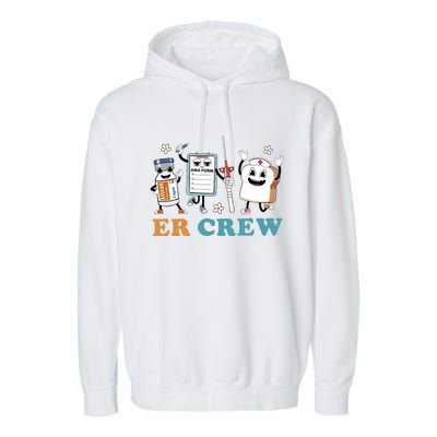 Retro Er Crew Emergency Room Funny Er Ed Nurse Tech Gift Garment-Dyed Fleece Hoodie