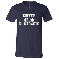 Real Estate Contracts Coffee Realtor Broker Agent V-Neck T-Shirt