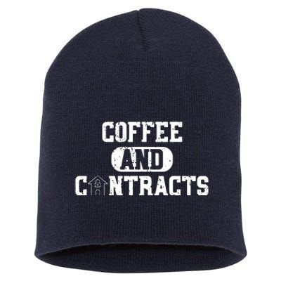 Real Estate Contracts Coffee Realtor Broker Agent Short Acrylic Beanie