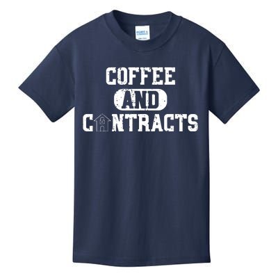 Real Estate Contracts Coffee Realtor Broker Agent Kids T-Shirt