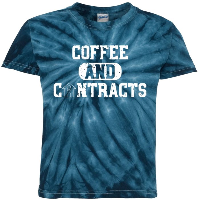 Real Estate Contracts Coffee Realtor Broker Agent Kids Tie-Dye T-Shirt