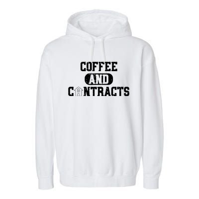 Real Estate Contracts Coffee Realtor Broker Agent Garment-Dyed Fleece Hoodie