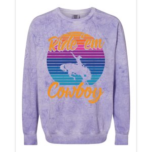 Ride 'Em Cow Horse Lover Galloping Horse Rodeo Great Gift Colorblast Crewneck Sweatshirt