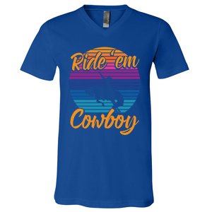 Ride 'Em Cow Horse Lover Galloping Horse Rodeo Great Gift V-Neck T-Shirt