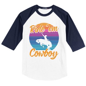 Ride 'Em Cow Horse Lover Galloping Horse Rodeo Great Gift Baseball Sleeve Shirt