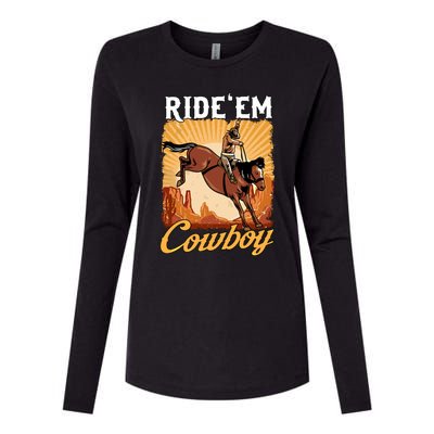 Ride 'Em Cow Rodeo Lover Galloping Horse Cool Gift Womens Cotton Relaxed Long Sleeve T-Shirt