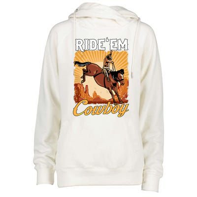 Ride 'Em Cow Rodeo Lover Galloping Horse Cool Gift Womens Funnel Neck Pullover Hood