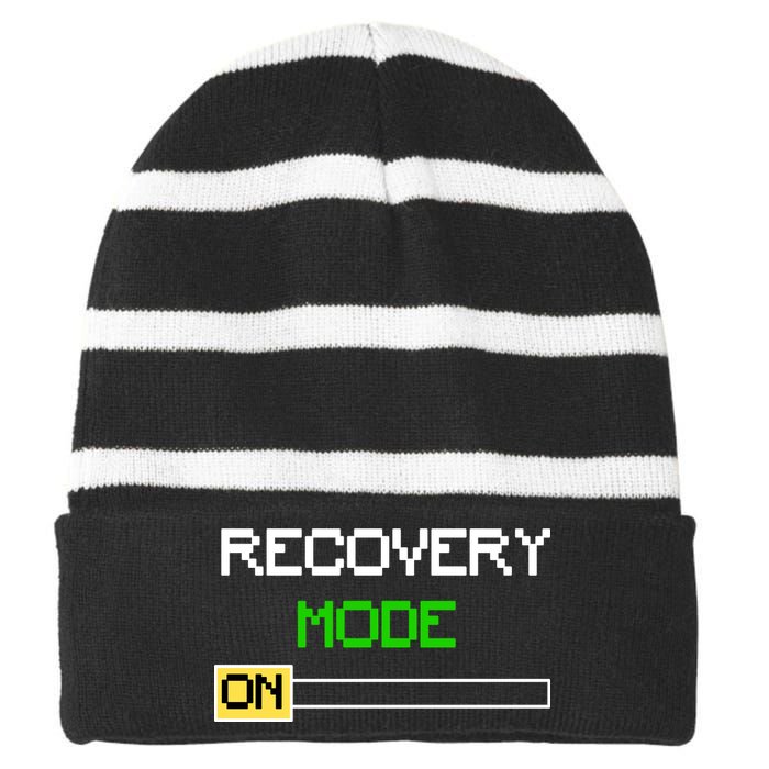 Recovery Mode On Striped Beanie with Solid Band