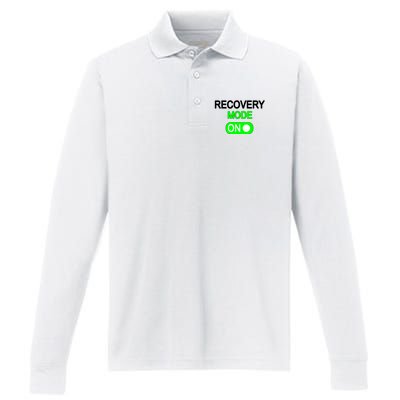 Recovery Mode On Funny Performance Long Sleeve Polo