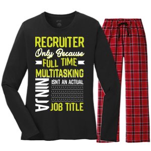 Recruiter Full Time Multitasking Job Title Women's Long Sleeve Flannel Pajama Set 