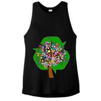 Recycle Reuse Reduce Flower Tree Ladies PosiCharge Tri-Blend Wicking Tank
