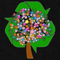 Recycle Reuse Reduce Flower Tree Ladies PosiCharge Tri-Blend Wicking Tank