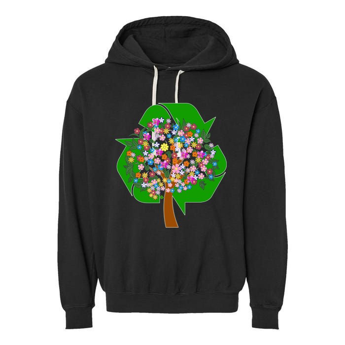 Recycle Reuse Reduce Flower Tree Garment-Dyed Fleece Hoodie