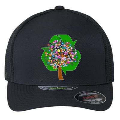 Recycle Reuse Reduce Flower Tree Flexfit Unipanel Trucker Cap