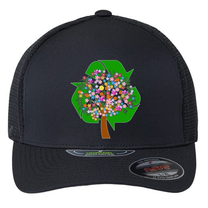 Recycle Reuse Reduce Flower Tree Flexfit Unipanel Trucker Cap