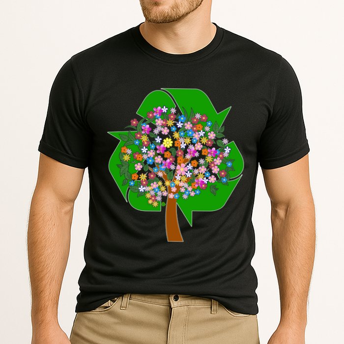 Recycle Reuse Reduce Flower Tree Performance Shirt