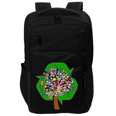Recycle Reuse Reduce Flower Tree Impact Tech Backpack