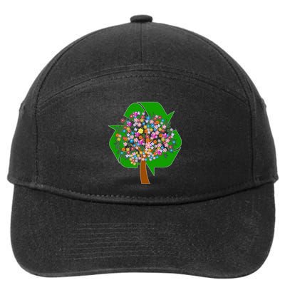 Recycle Reuse Reduce Flower Tree 7-Panel Snapback Hat