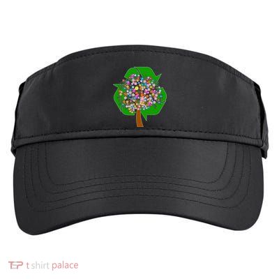 Recycle Reuse Reduce Flower Tree Adult Drive Performance Visor