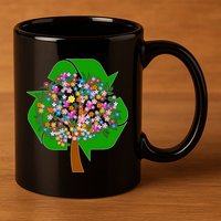 Recycle Reuse Reduce Flower Tree 11oz C Handle Ceramic Mug