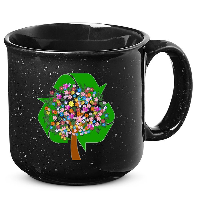 Recycle Reuse Reduce Flower Tree 15oz Campfire Ceramic Mug