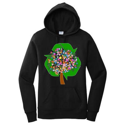 Recycle Reuse Reduce Flower Tree Women's Pullover Hoodie