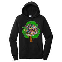 Recycle Reuse Reduce Flower Tree Women's Pullover Hoodie