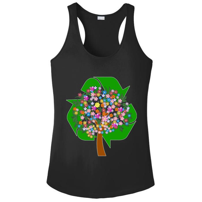 Recycle Reuse Reduce Flower Tree Ladies PosiCharge Competitor Racerback Tank
