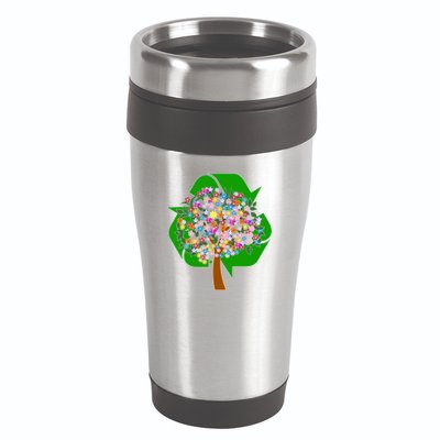 Recycle Reuse Reduce Flower Tree 16oz Travel Tumbler