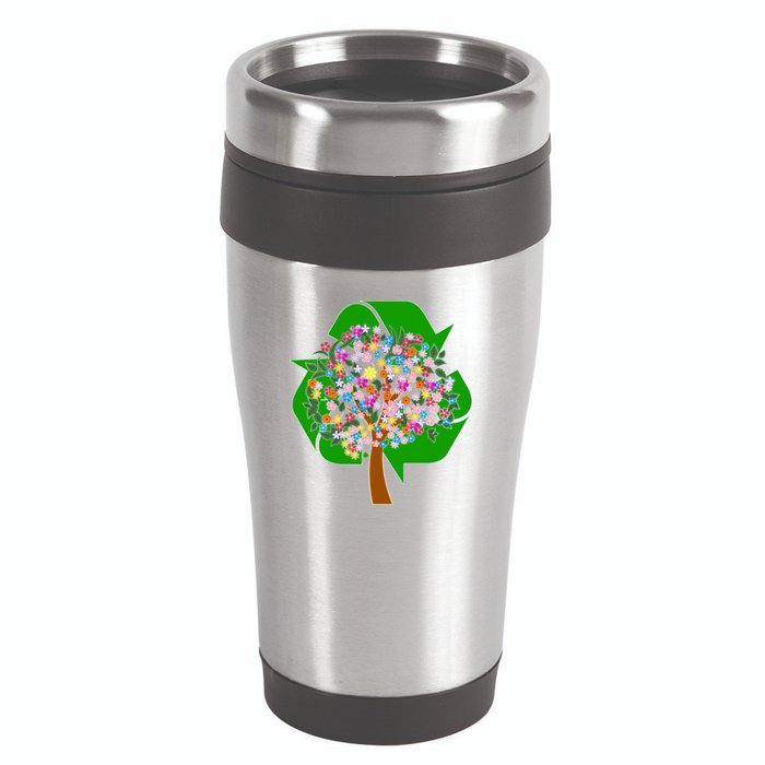 Recycle Reuse Reduce Flower Tree 16oz Travel Tumbler