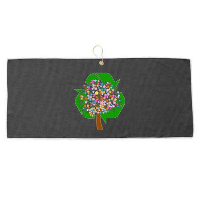 Recycle Reuse Reduce Flower Tree Large Microfiber Waffle Golf Towel