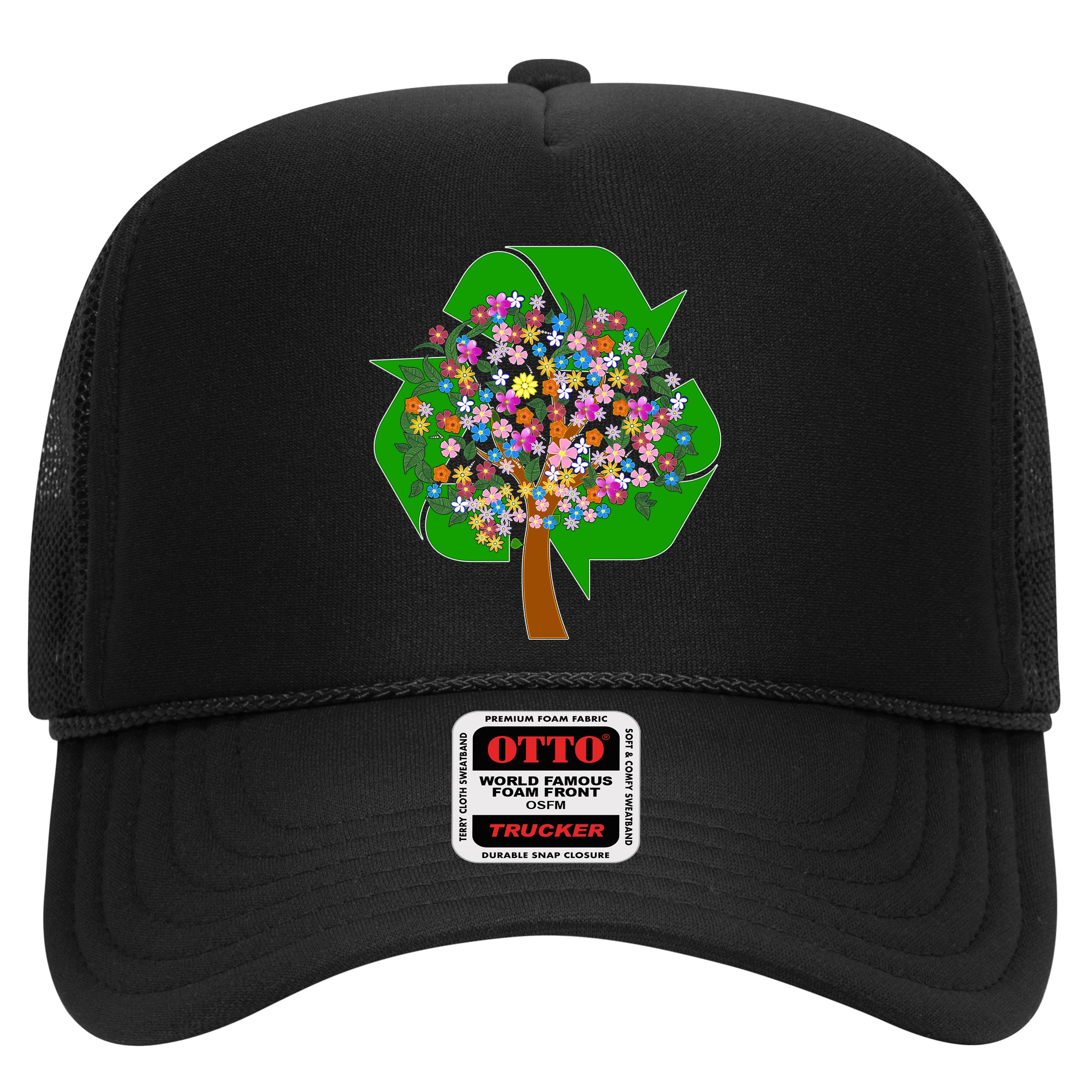 Recycle Reuse Reduce Flower Tree Trucker Hat