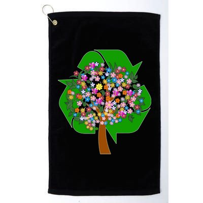 Recycle Reuse Reduce Flower Tree Platinum Collection Golf Towel