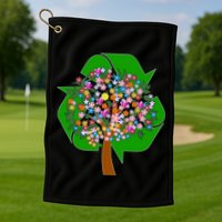 Recycle Reuse Reduce Flower Tree Golf Towel