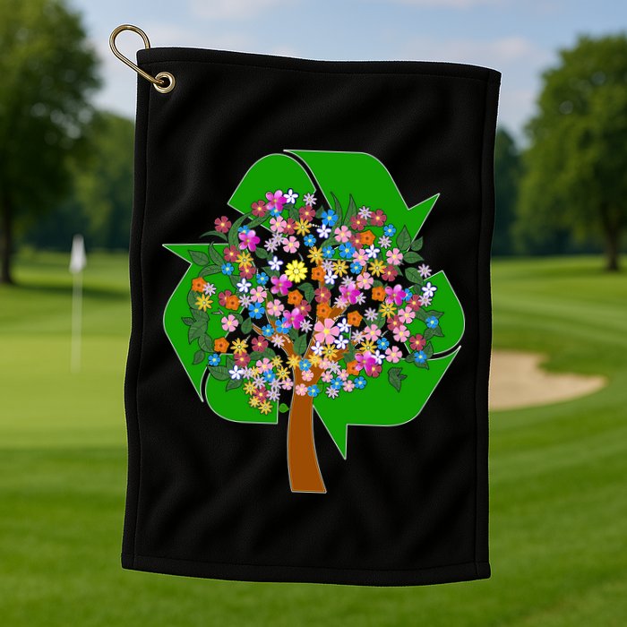 Recycle Reuse Reduce Flower Tree Golf Towel