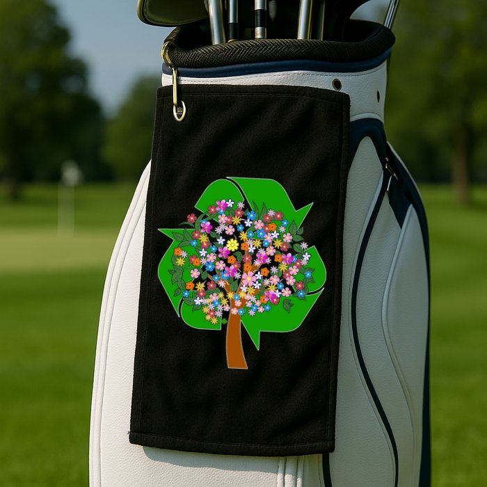 Recycle Reuse Reduce Flower Tree Golf Towel