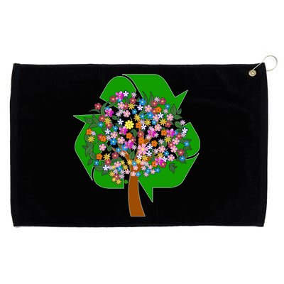 Recycle Reuse Reduce Flower Tree Grommeted Golf Towel